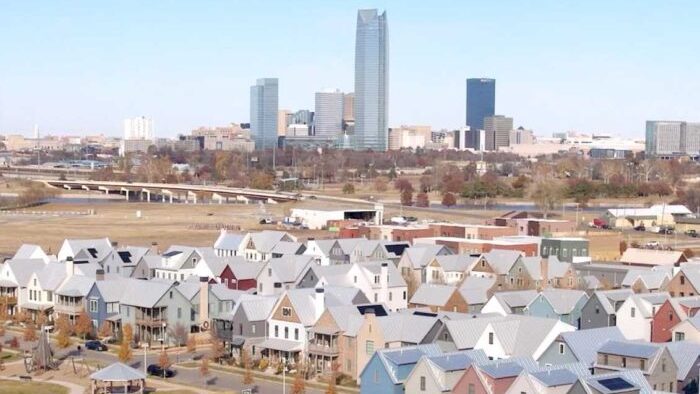 a city skyline with many houses in the foreground at The  Lindy at Wheeler